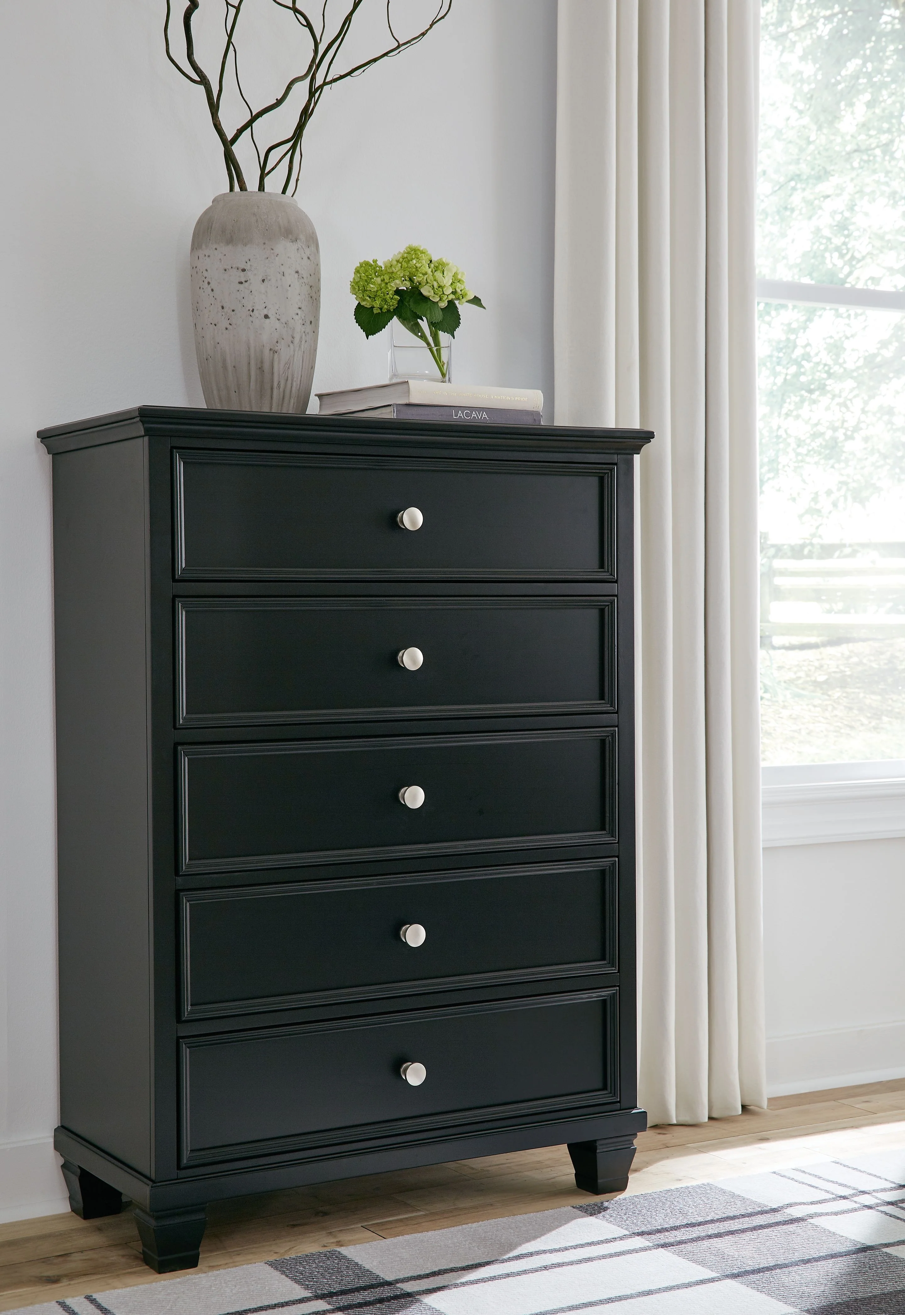 Lanolee - Five Drawer Chest - Black - Image 4