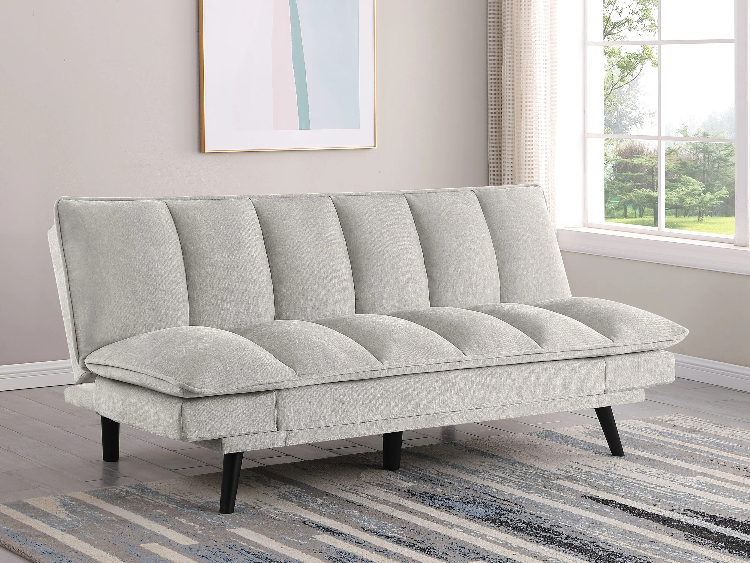 Laredo Upholstered Tufted Convertible Sofa Bed Light Grey - Image 2
