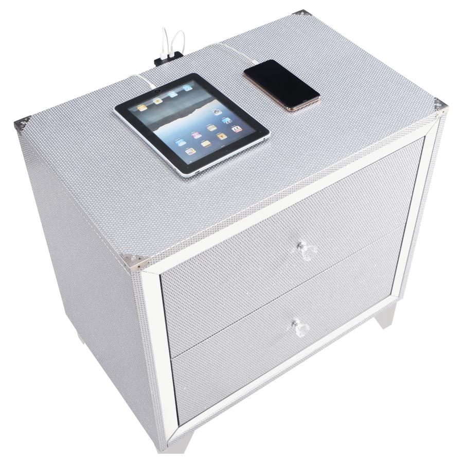 Larue 2-drawer Nightstand Silver - Image 11