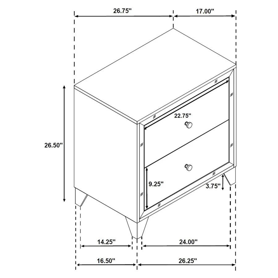 Larue 2-drawer Nightstand Silver - Image 13