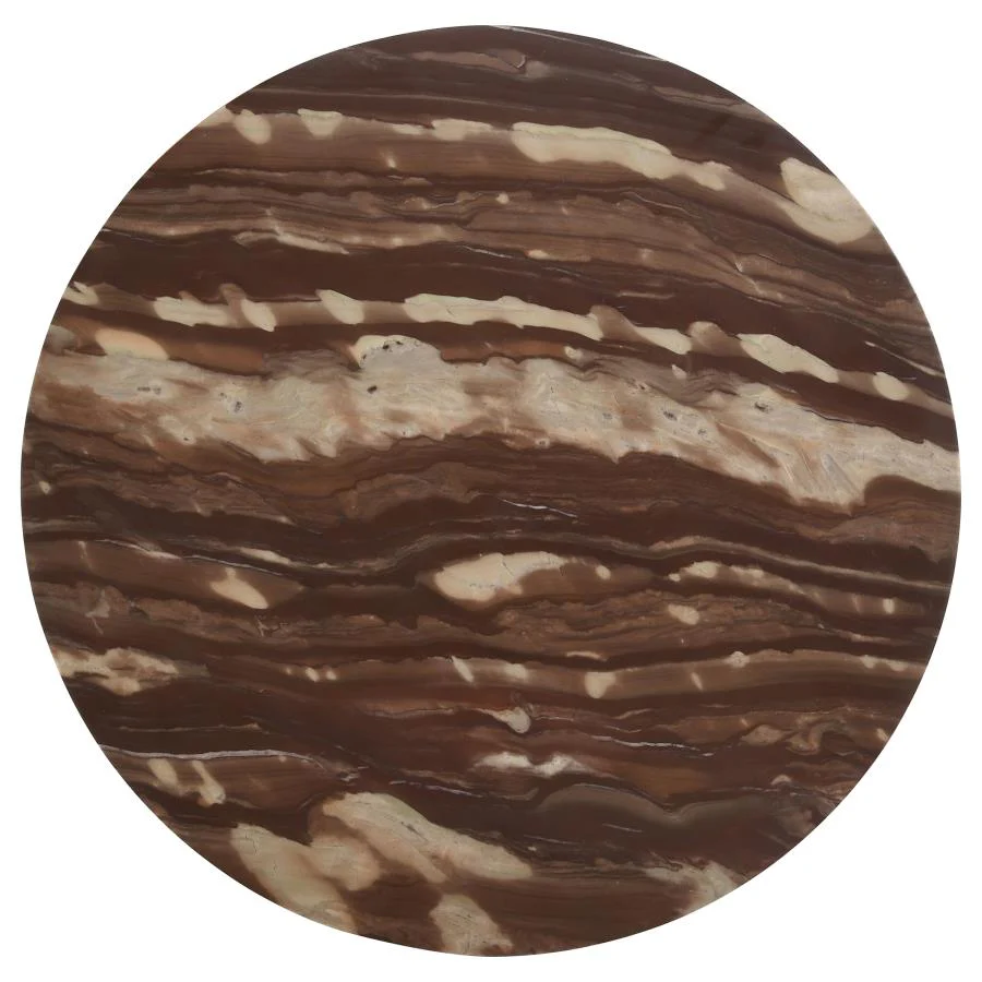 Latifa - Round Marble Top Accent Side Table - Red And Black - Image 4