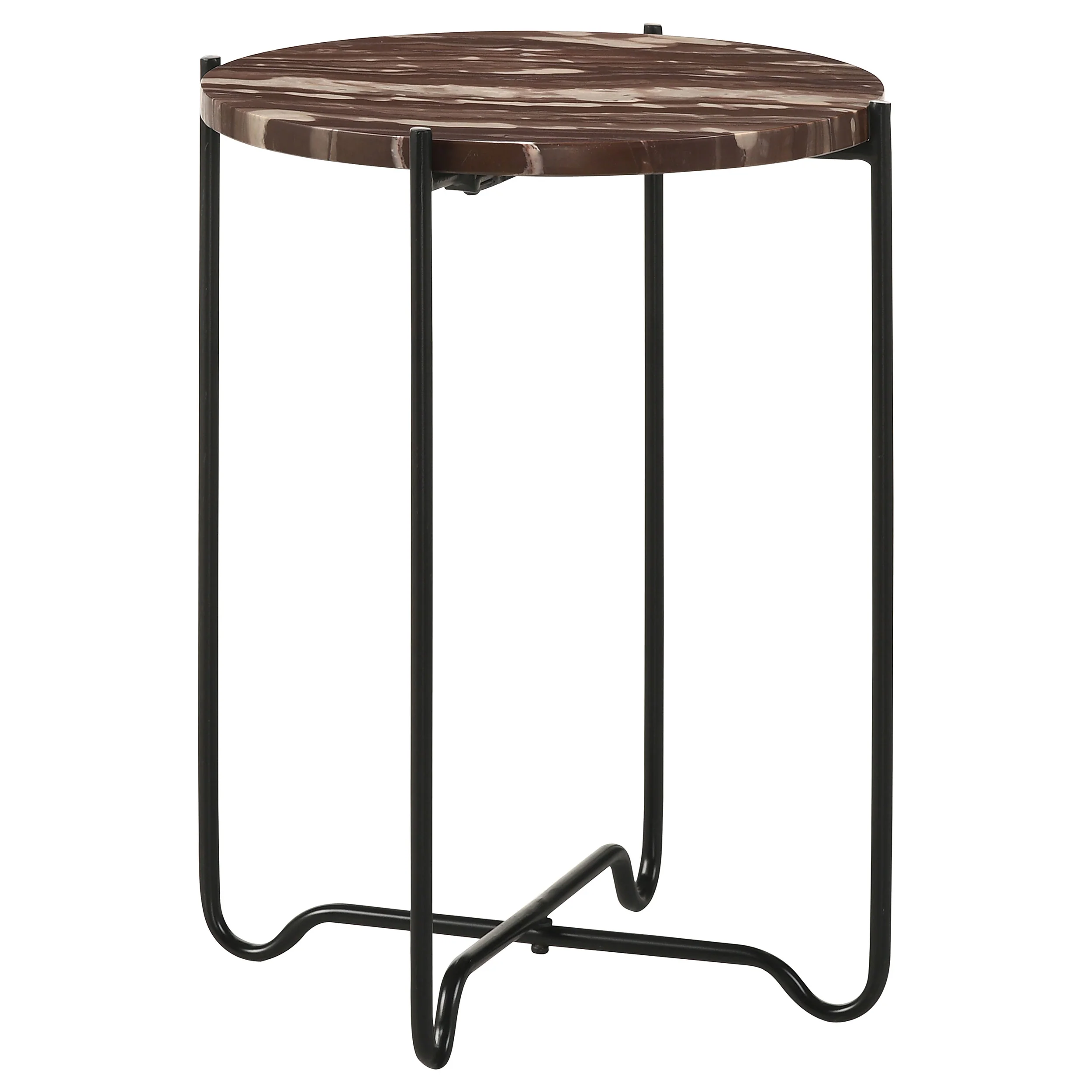 Latifa - Round Marble Top Accent Side Table - Red And Black - Image 9