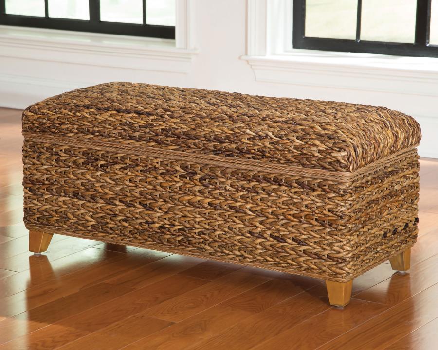 Laughton - Hand - Woven Banana Leaf Storage Trunk - Amber - Image 2