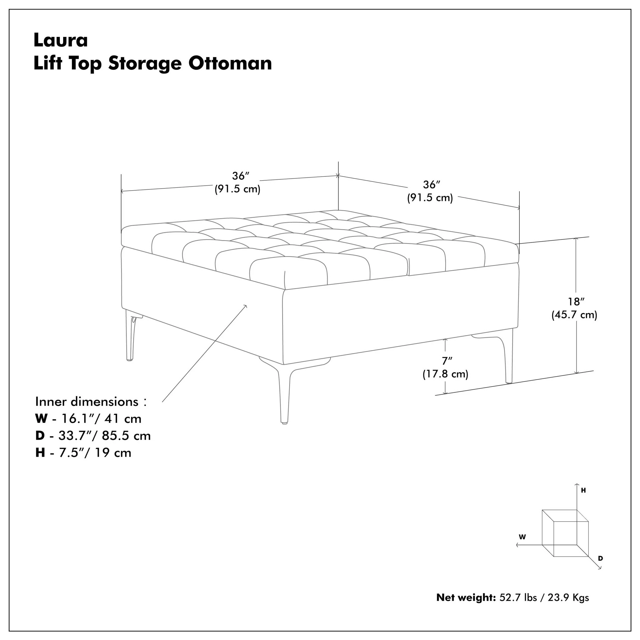 Laura - Lift Top Storage Ottoman - Image 17