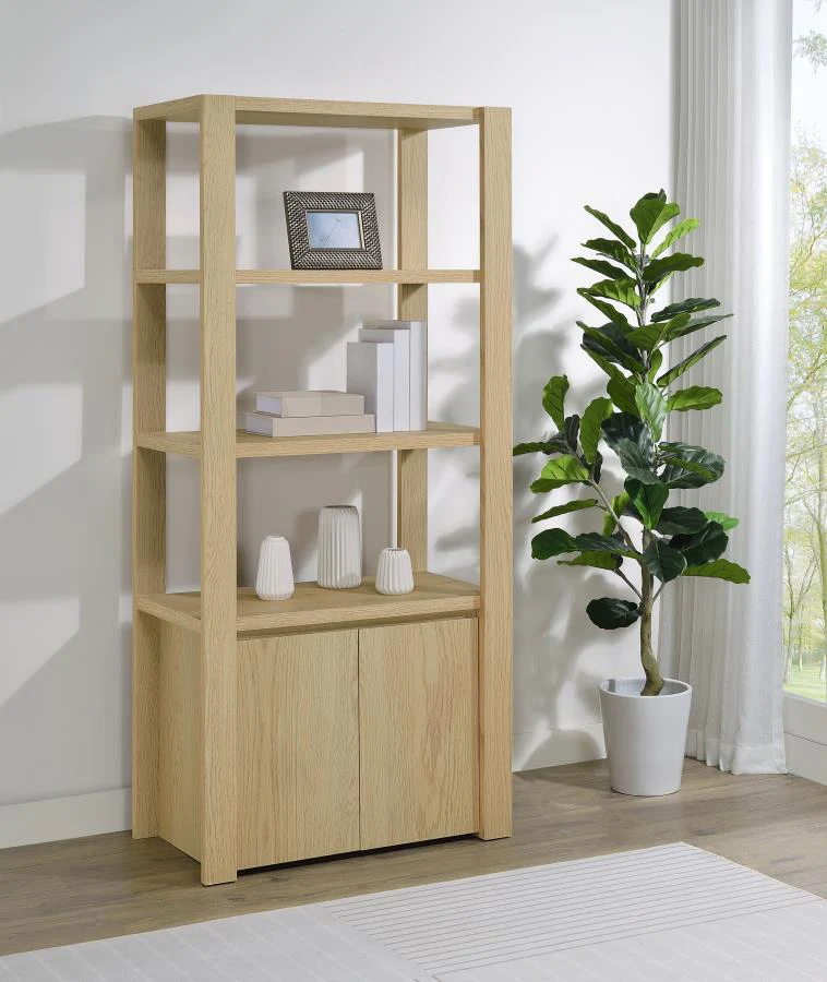 Laurelton - 3-Shelf Media Tower Tall Pier Cabinet - Light Oak - Image 2