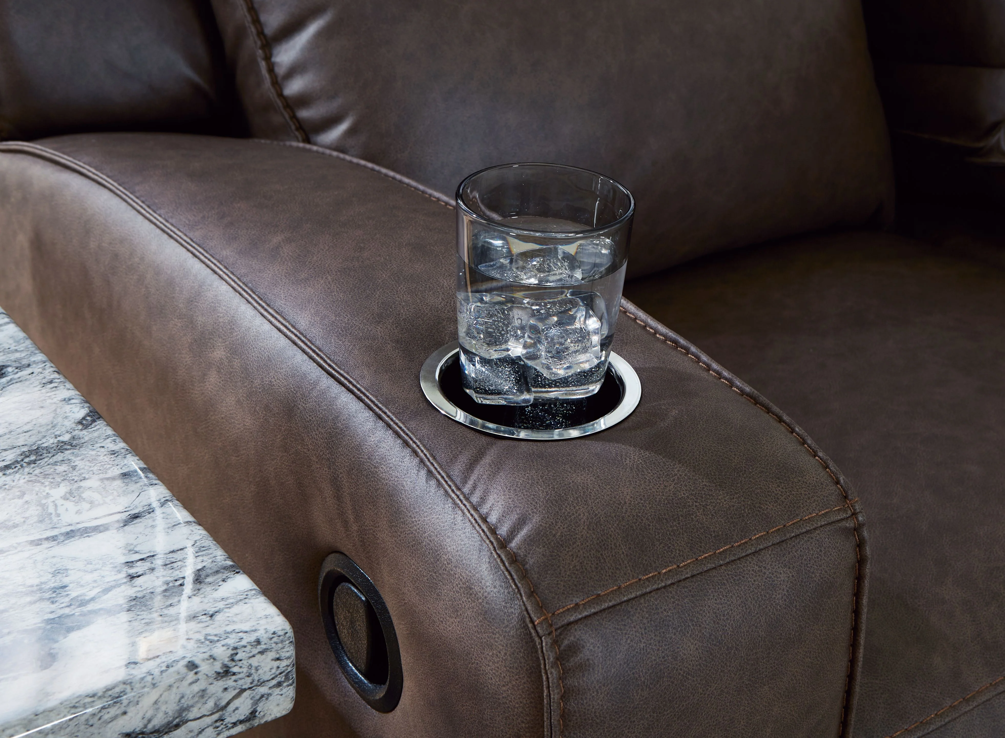 Lavenhorne - Rec Sofa W/Drop Down Table - Granite - Image 10