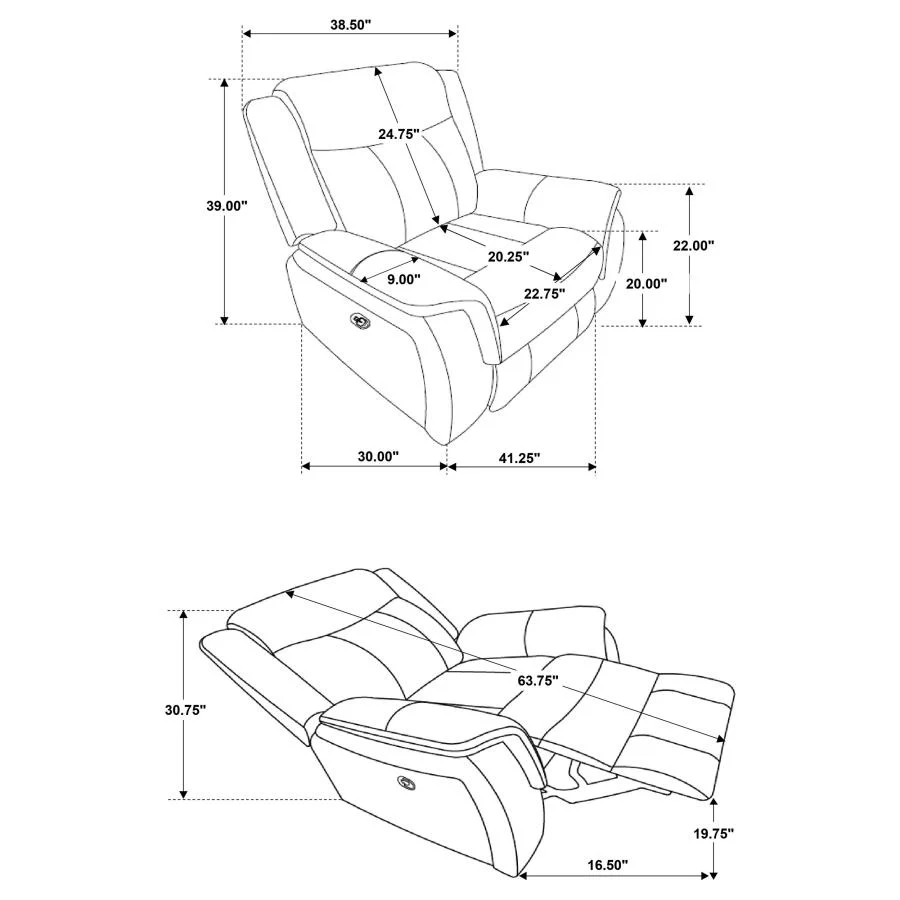 Lawrence - Upholstered Padded Arm Glider Recliner - Charcoal - Image 6