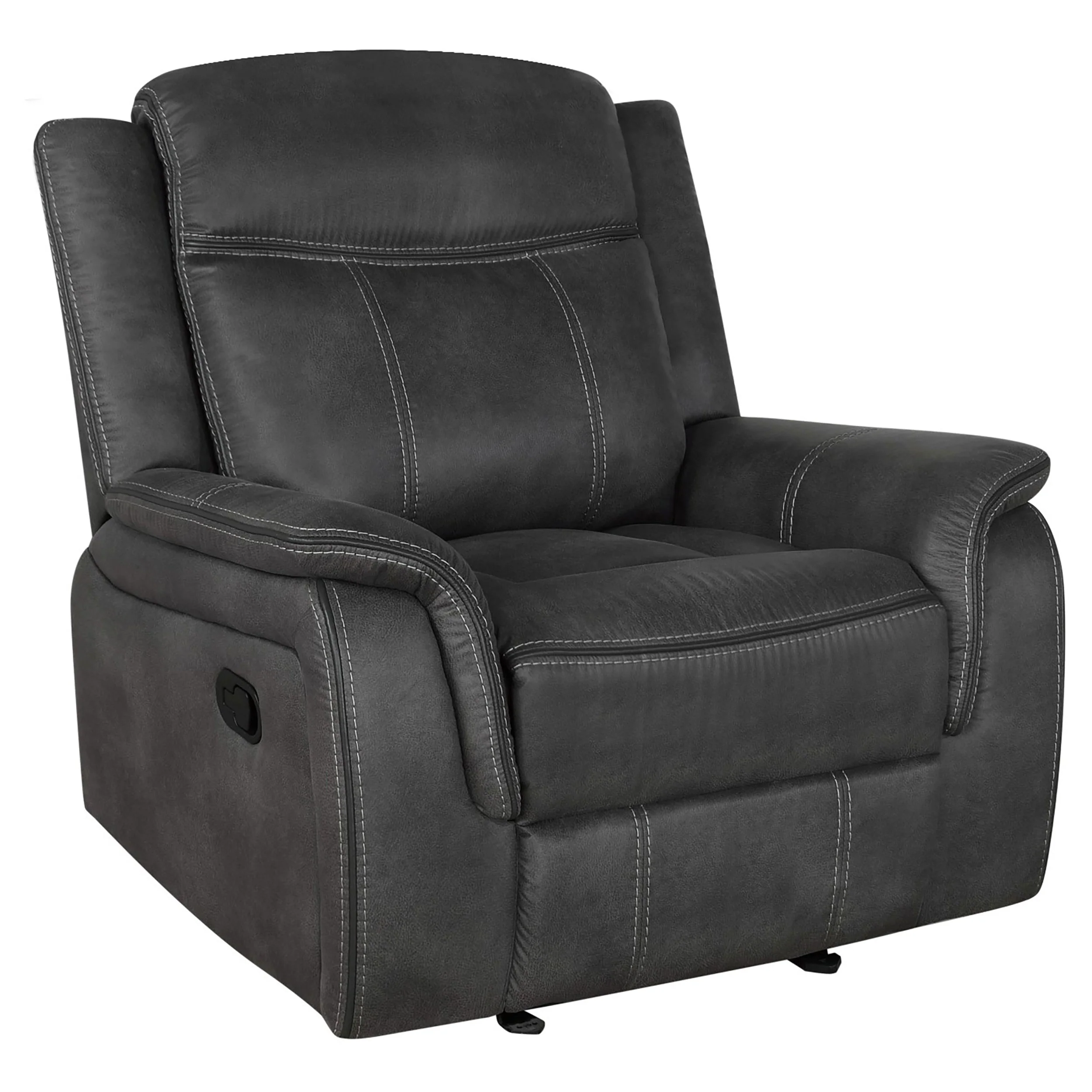 Lawrence - Upholstered Padded Arm Glider Recliner - Charcoal - Image 8