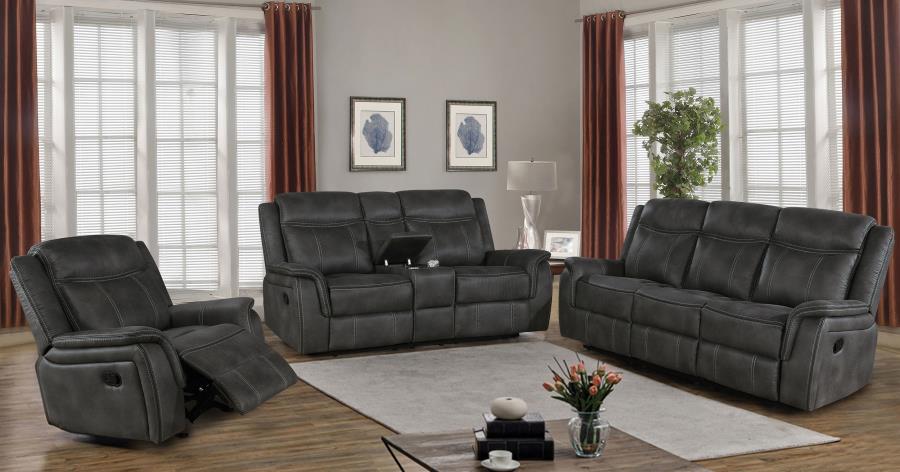 Lawrence - Upholstered Padded Arm Reclining Loveseat - Charcoal - Image 7