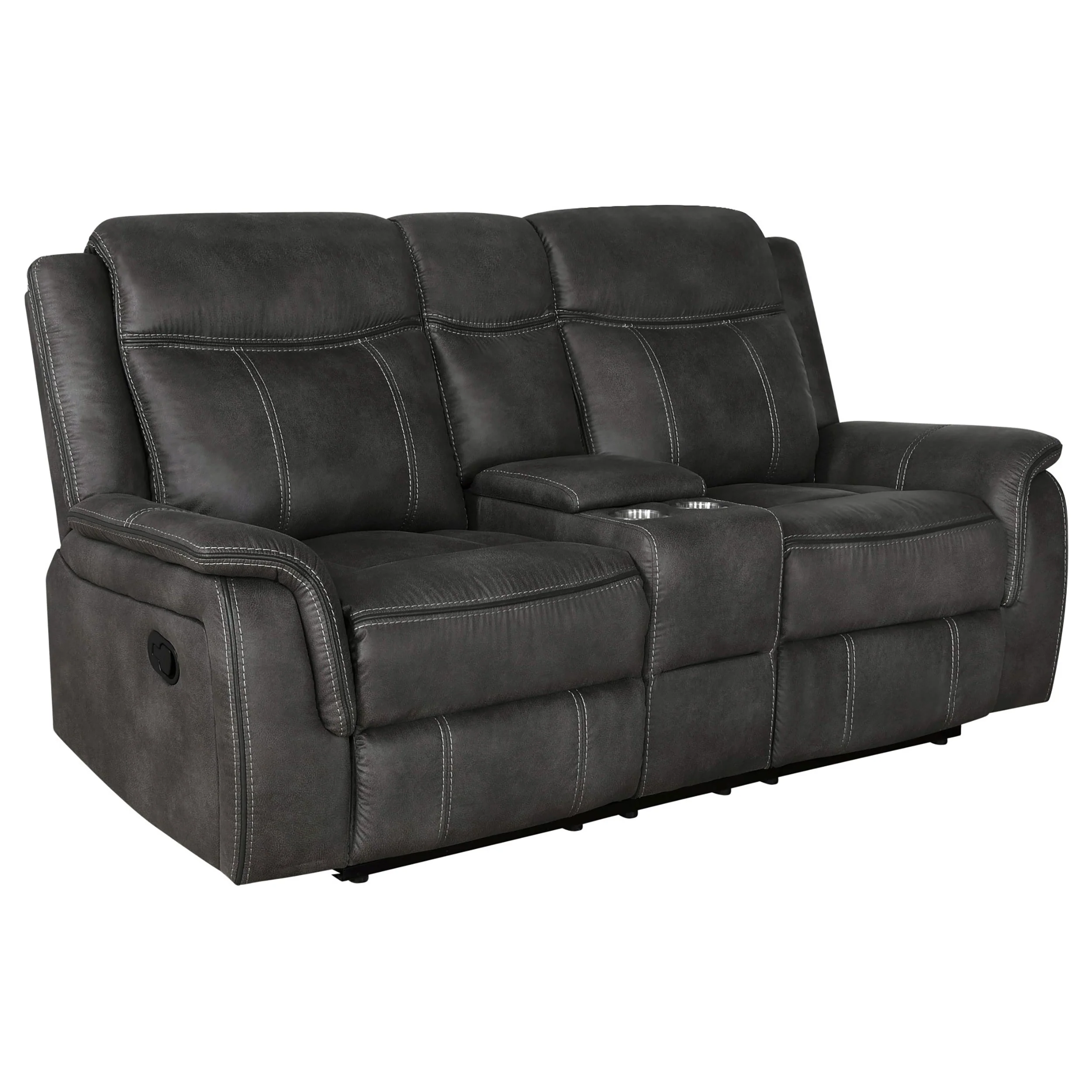 Lawrence - Upholstered Padded Arm Reclining Loveseat - Charcoal - Image 8