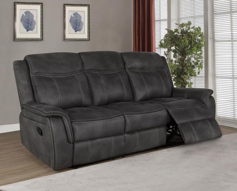 Lawrence - Upholstered Padded Arm Reclining Sofa - Charcoal - Image 2