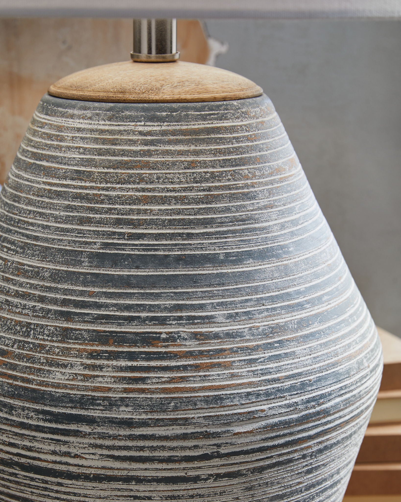 Lawrock - Terracotta Table Lamp - Antique Blue - Image 3