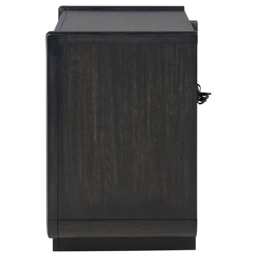 Leandro - 2-Drawer LED Nightstand With USB - Burnished Black - Image 5