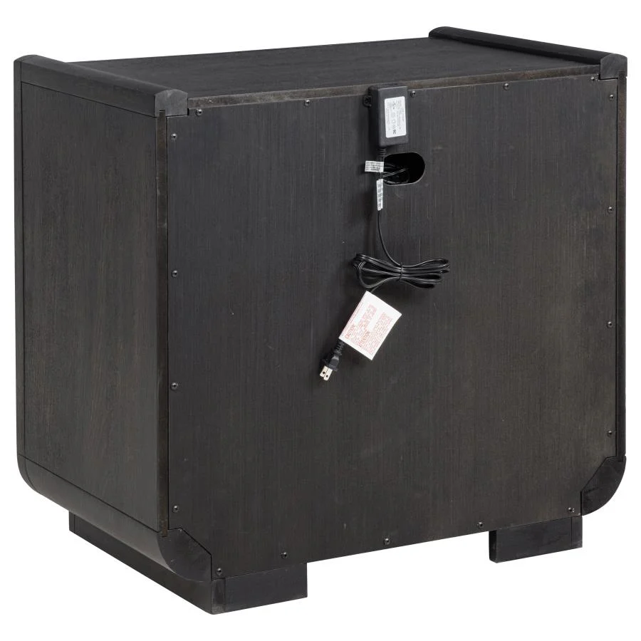 Leandro - 2-Drawer LED Nightstand With USB - Burnished Black - Image 6