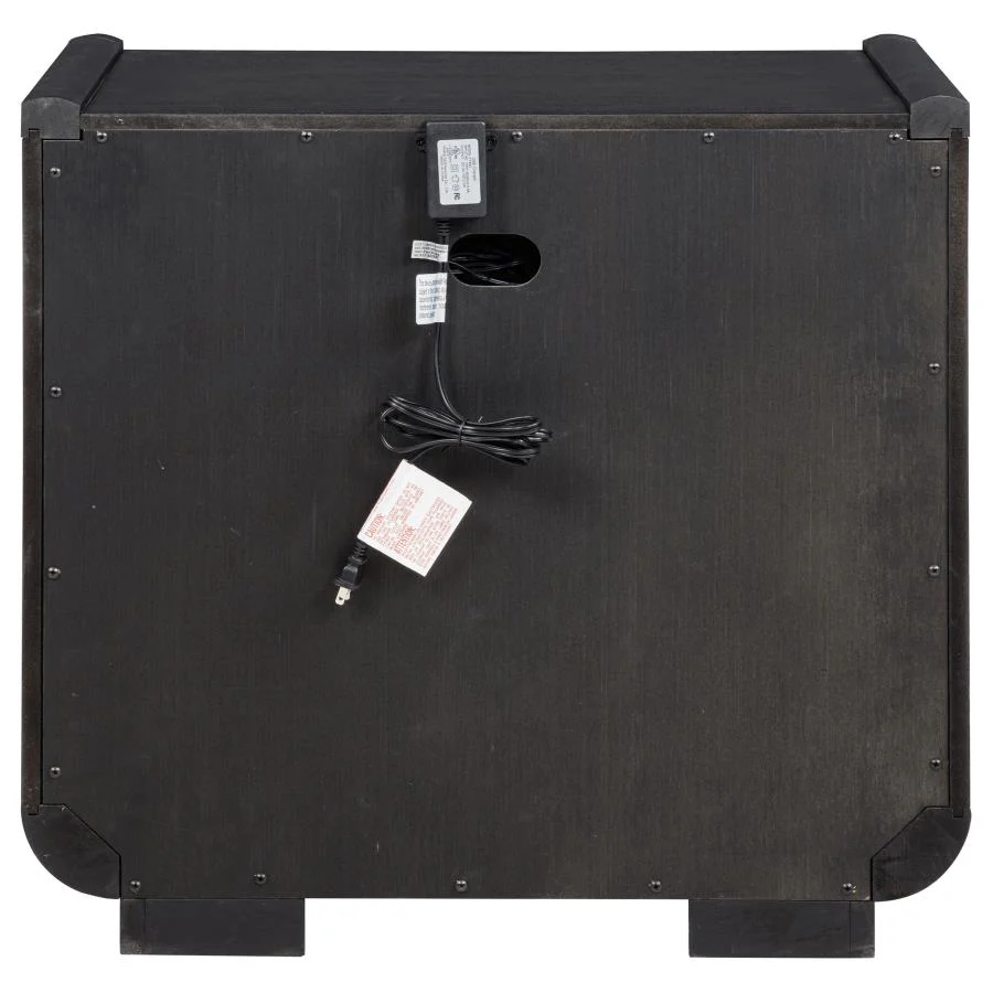 Leandro - 2-Drawer LED Nightstand With USB - Burnished Black - Image 7