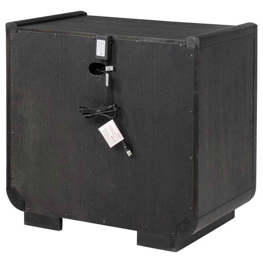 Leandro - 2-Drawer LED Nightstand With USB - Burnished Black - Image 8