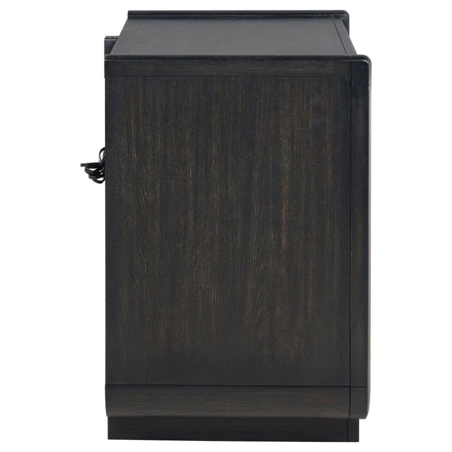 Leandro - 2-Drawer LED Nightstand With USB - Burnished Black - Image 9