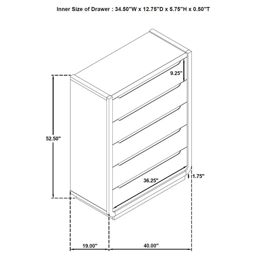 Leandro - 5-Drawer Bedroom Chest Of Drawers - Burnished Black - Image 12
