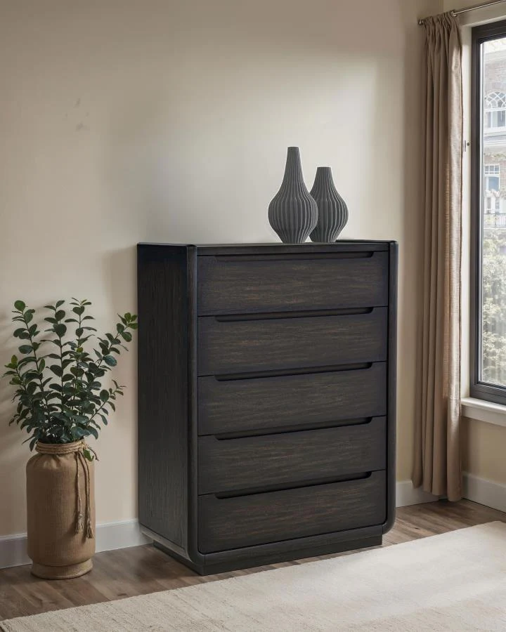 Leandro - 5-Drawer Bedroom Chest Of Drawers - Burnished Black - Image 2