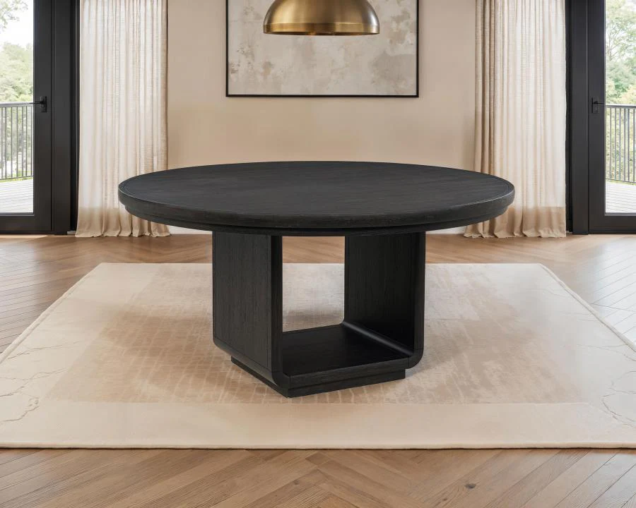 Leandro - 60" Round Dining Table - Burnished Black - Image 2