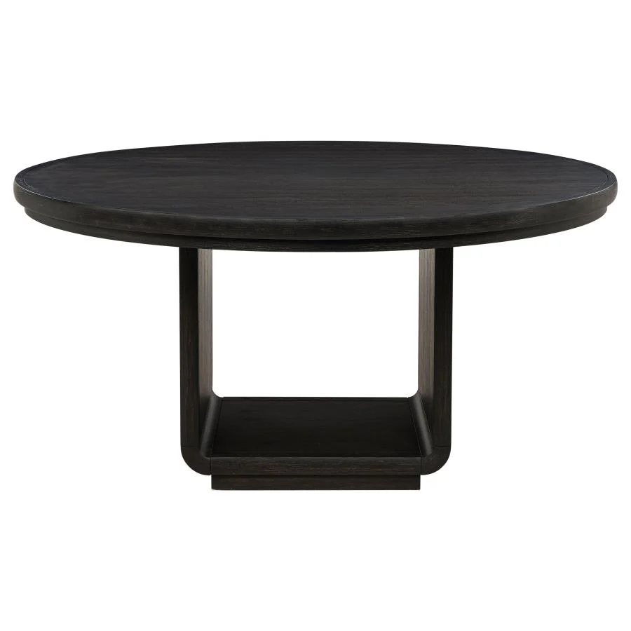 Leandro - 60" Round Dining Table - Burnished Black - Image 3
