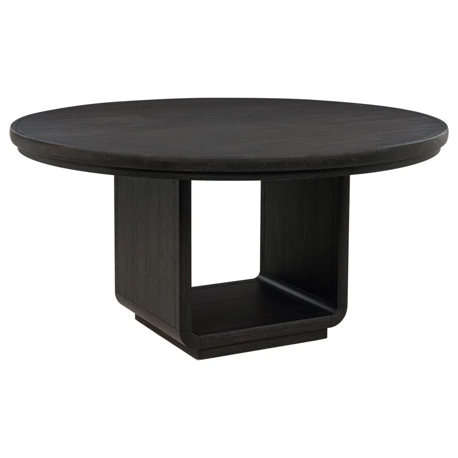 Leandro - 7 Piece Round Dining Table Set - Cream / Burnished Black - Image 3
