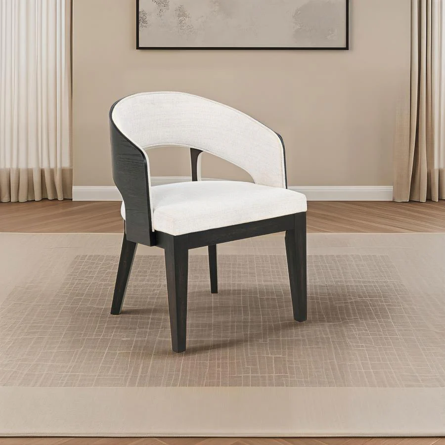 Leandro - Upholstered Dining Arm Chair (Set of 2) - Burnished Black / Cream - Image 2