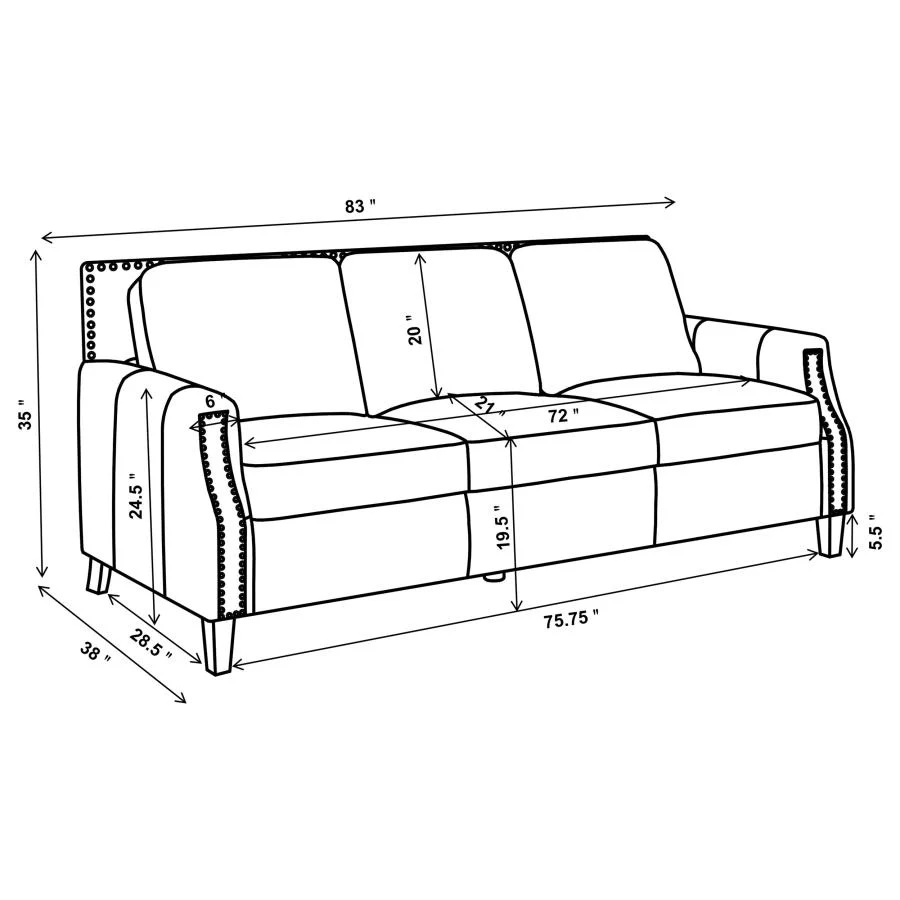 Leaton Upholstered Recessed Arm Sofa Brown Sugar - Image 11