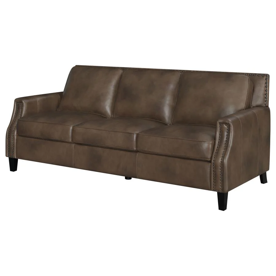 Leaton Upholstered Recessed Arm Sofa Brown Sugar - Image 3