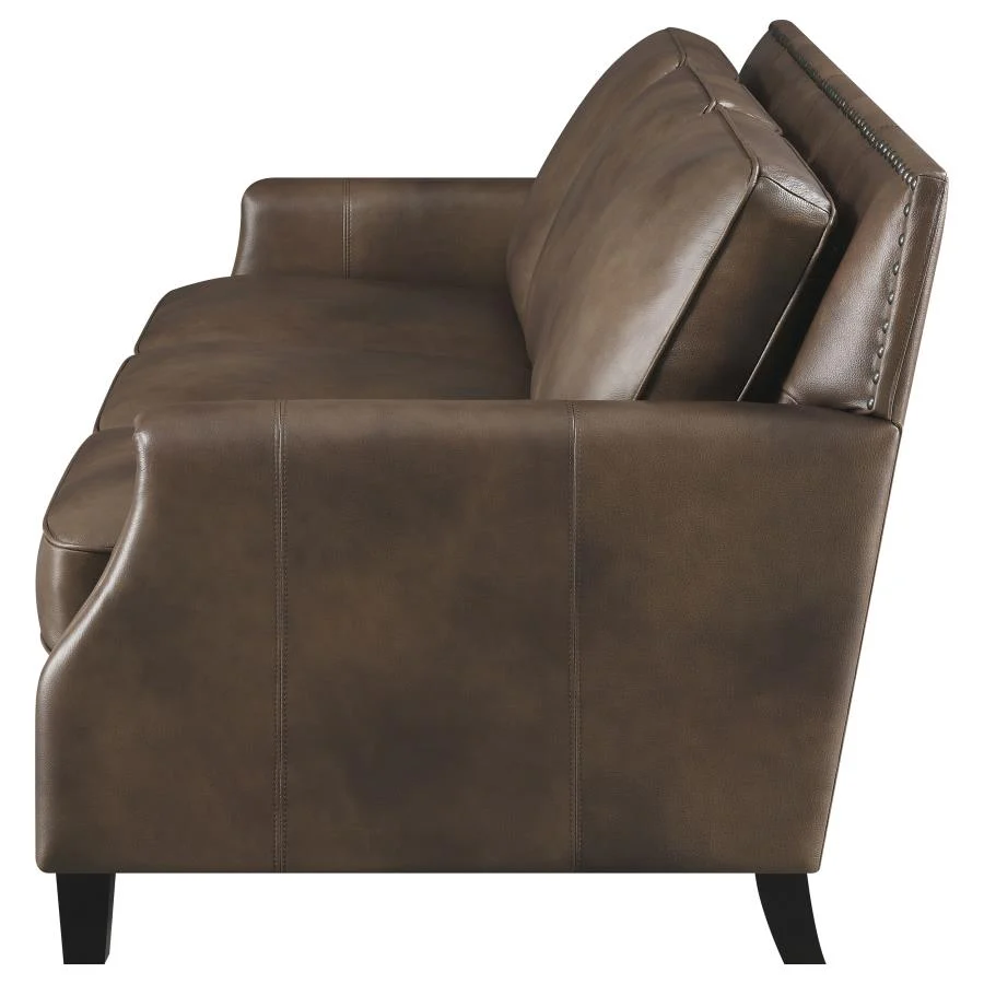 Leaton Upholstered Recessed Arm Sofa Brown Sugar - Image 4