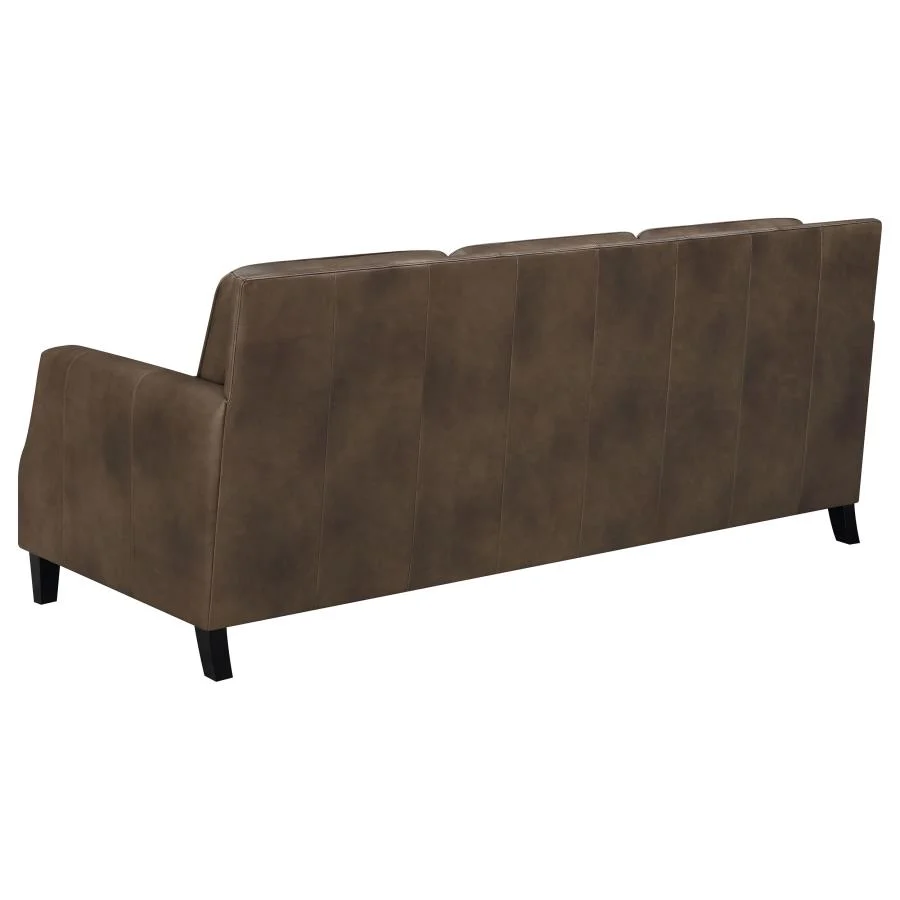 Leaton Upholstered Recessed Arm Sofa Brown Sugar - Image 5