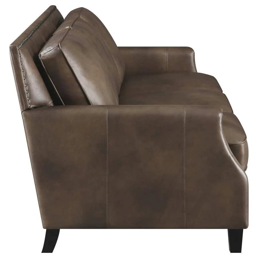 Leaton Upholstered Recessed Arm Sofa Brown Sugar - Image 7