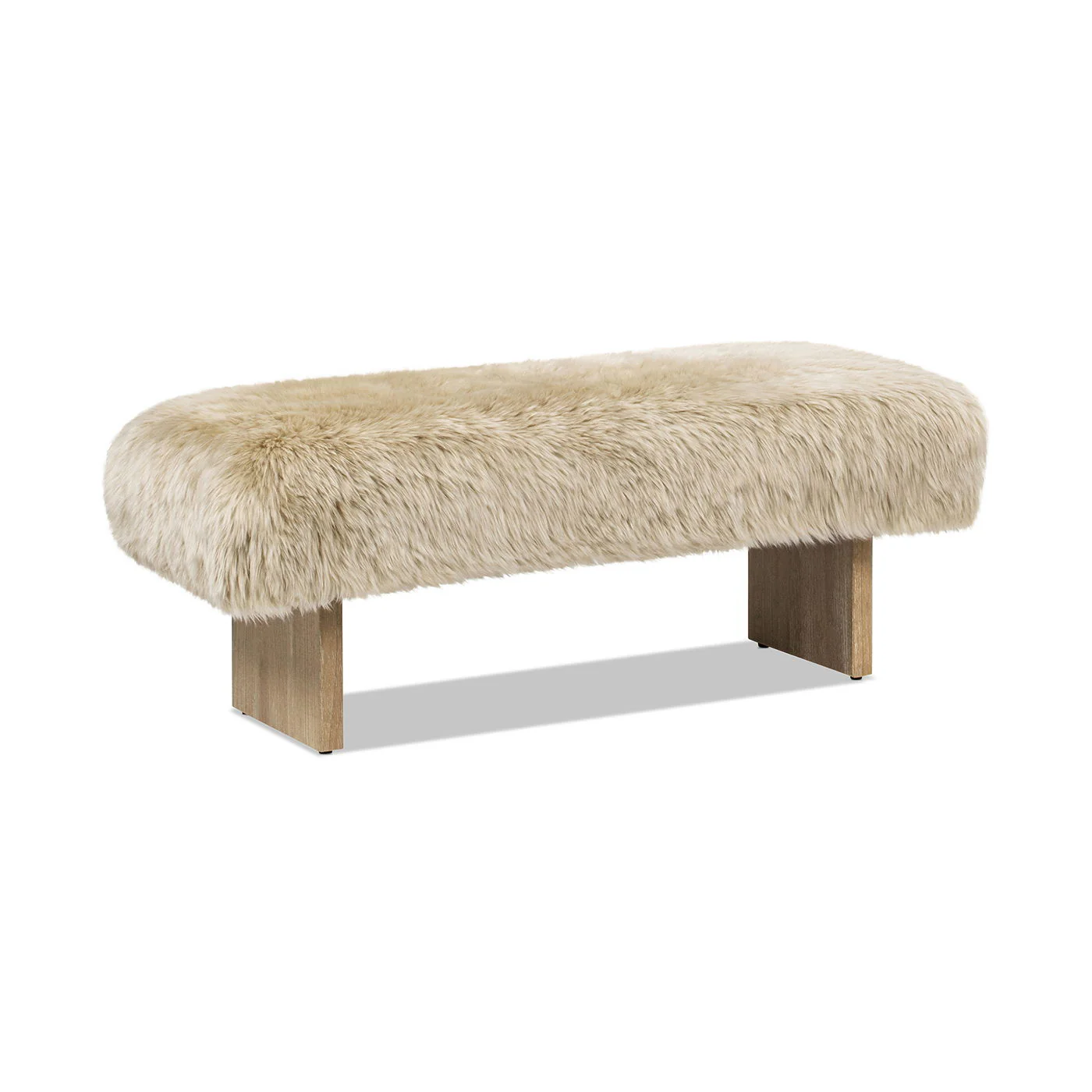 Leda - Sheepskin Fur Rectangular Accent Bench - Natural Blonde - Image 4