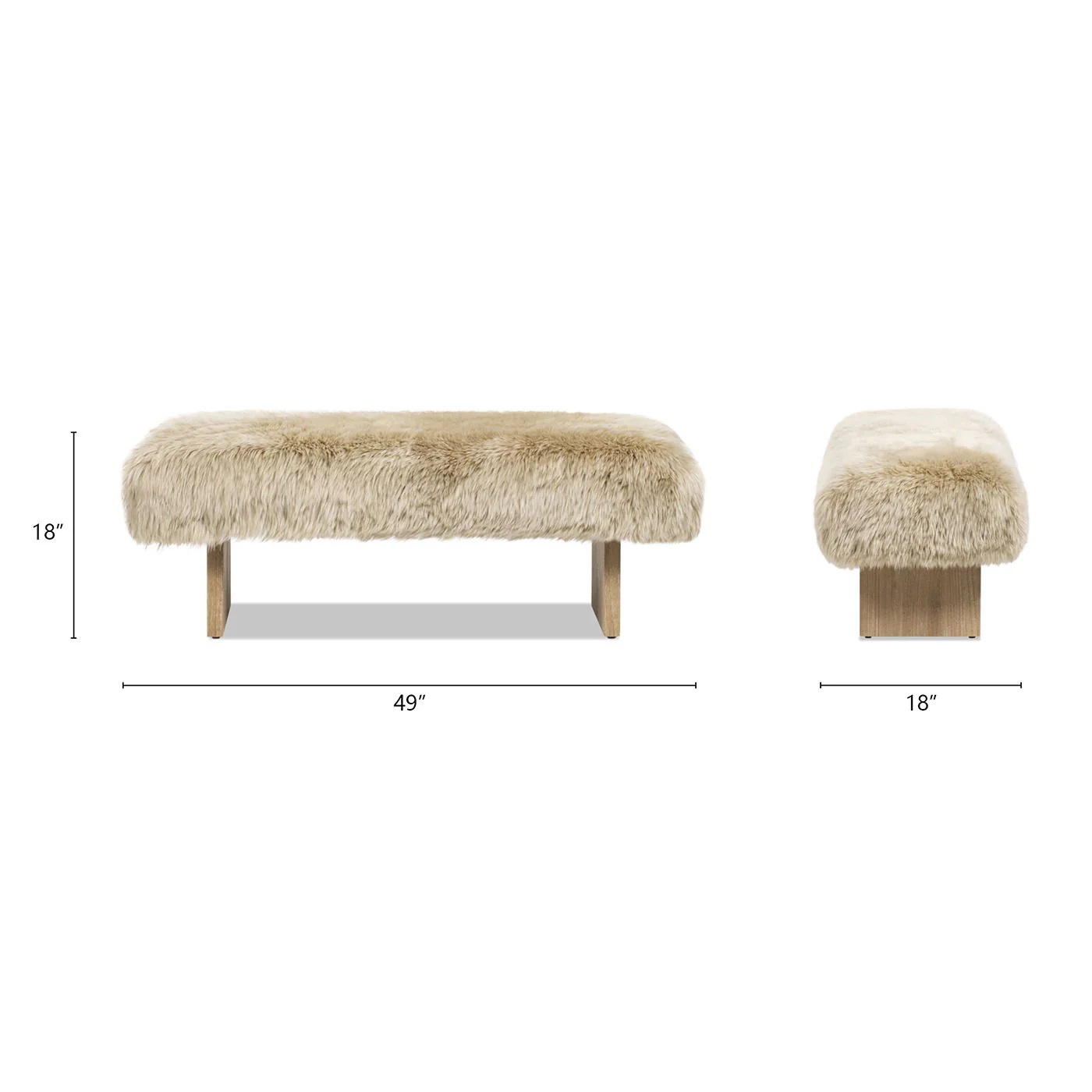 Leda - Sheepskin Fur Rectangular Accent Bench - Natural Blonde - Image 7
