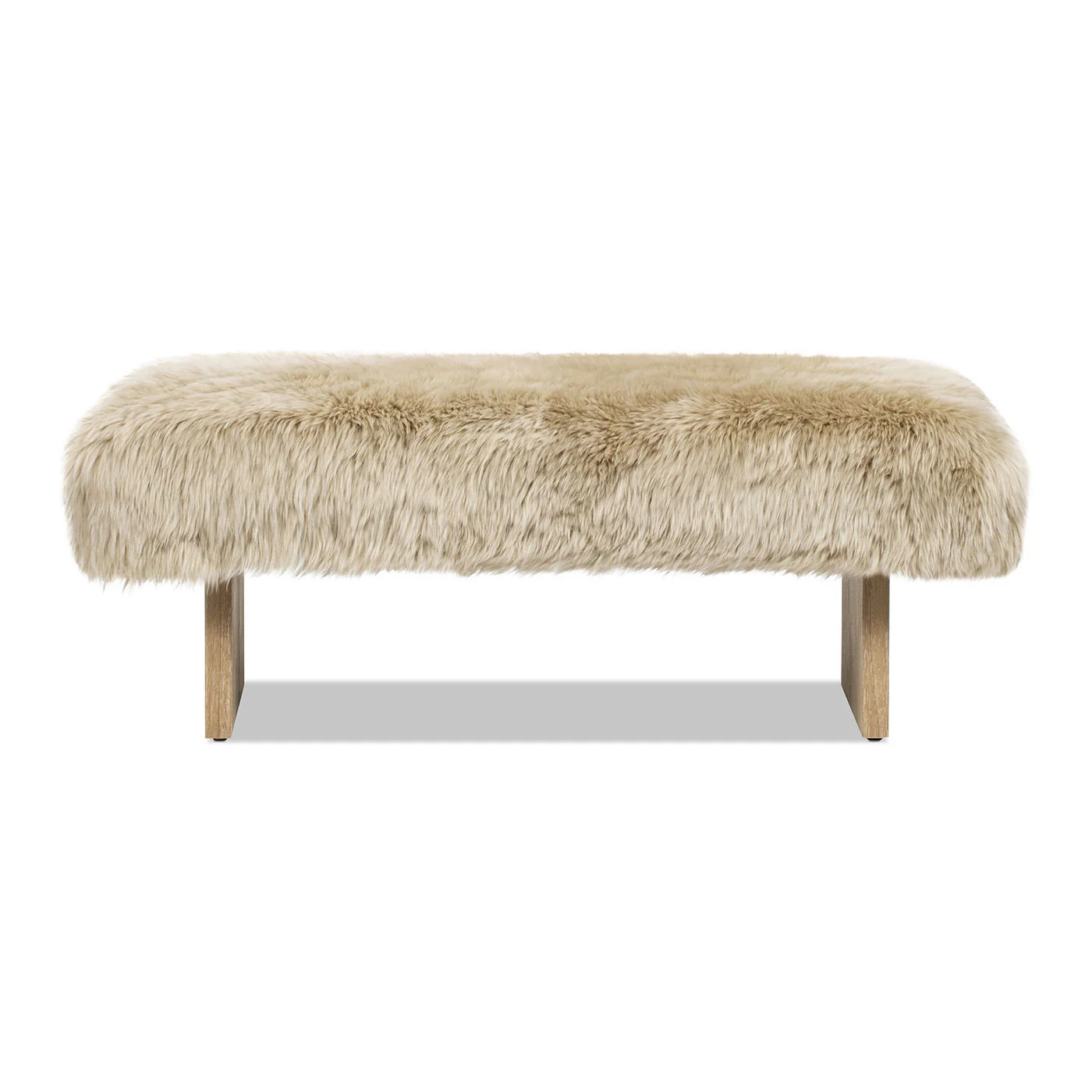 Leda - Sheepskin Fur Rectangular Accent Bench - Natural Blonde - Image 8