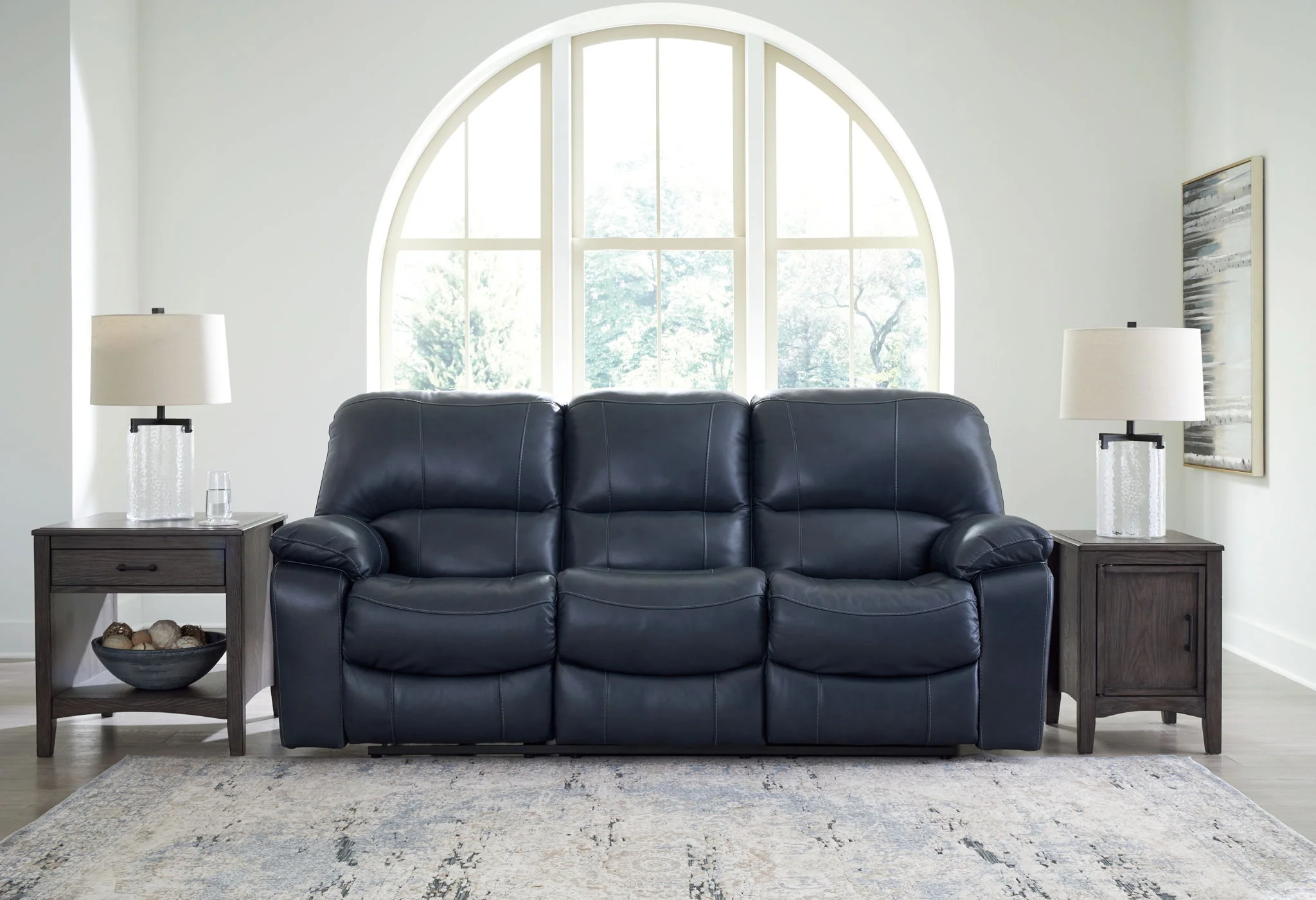 Leesworth - 3 Pc. - Power Reclining Sofa, Power Reclining Loveseat, Power Rocker Recliner - Ocean - Image 8