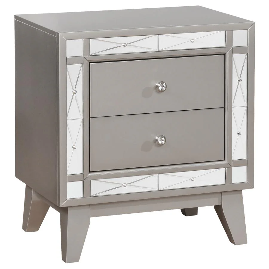Leighton 2-drawer Nightstand Metallic Mercury - Image 10