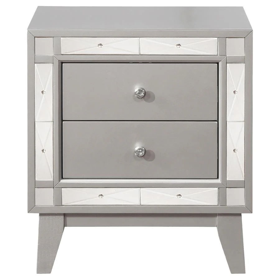 Leighton 2-drawer Nightstand Metallic Mercury - Image 2