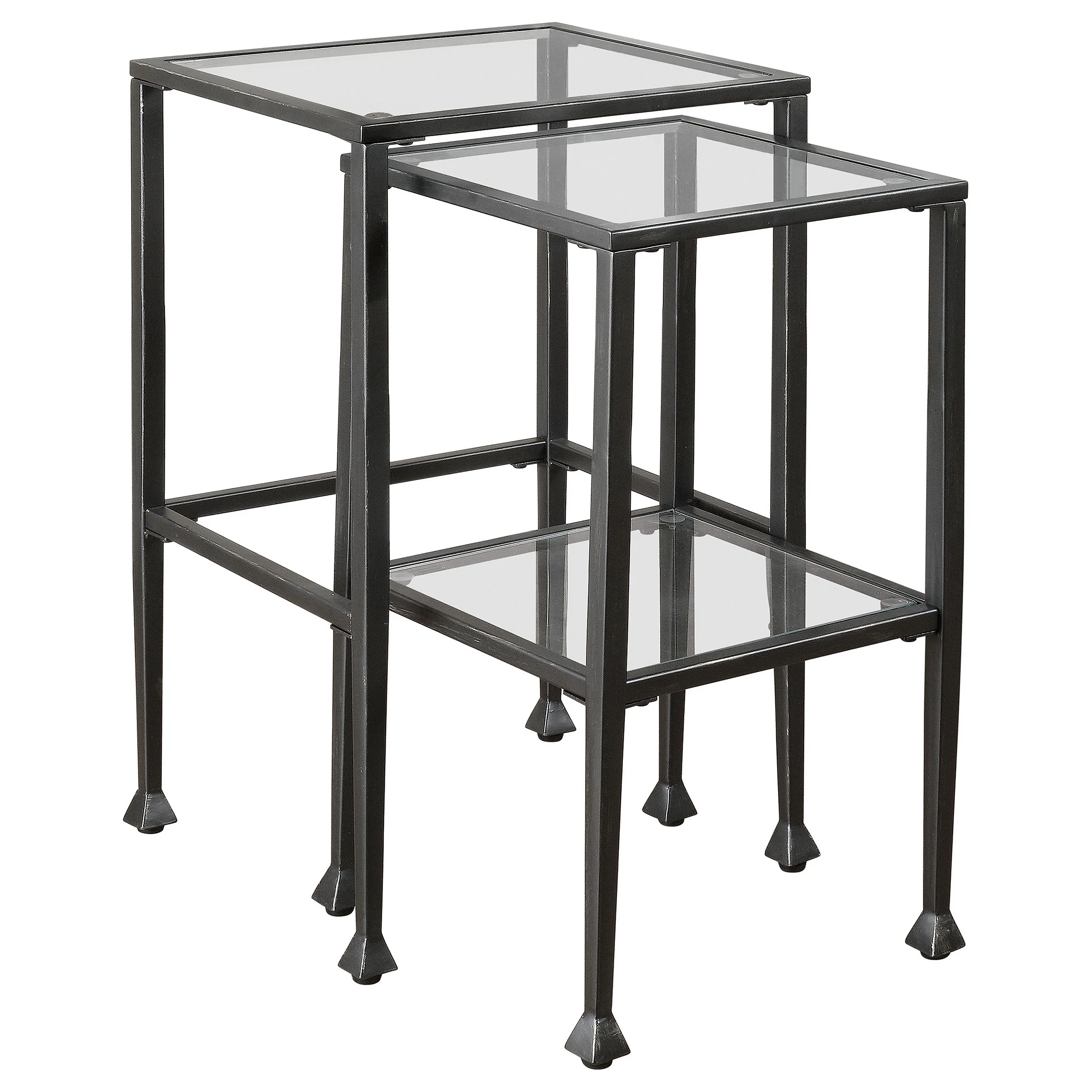 Leilani - 2 Piece Glass Top Nesting Table Set - Black - Image 4