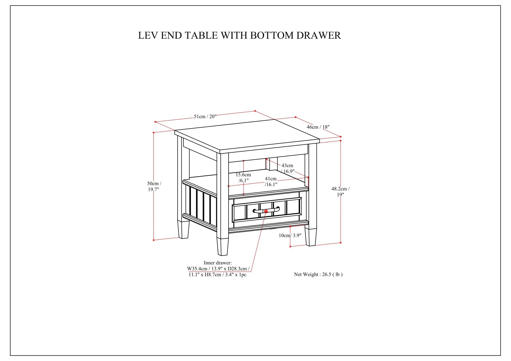 Lev - End Table With Bottom Drawer - Smoky Brown - Image 7