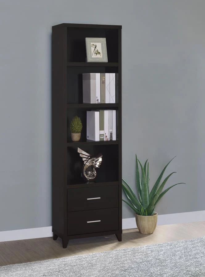 Lewes - 4-Shelf Engineered Wood Media Tower - Cappuccino - Image 2