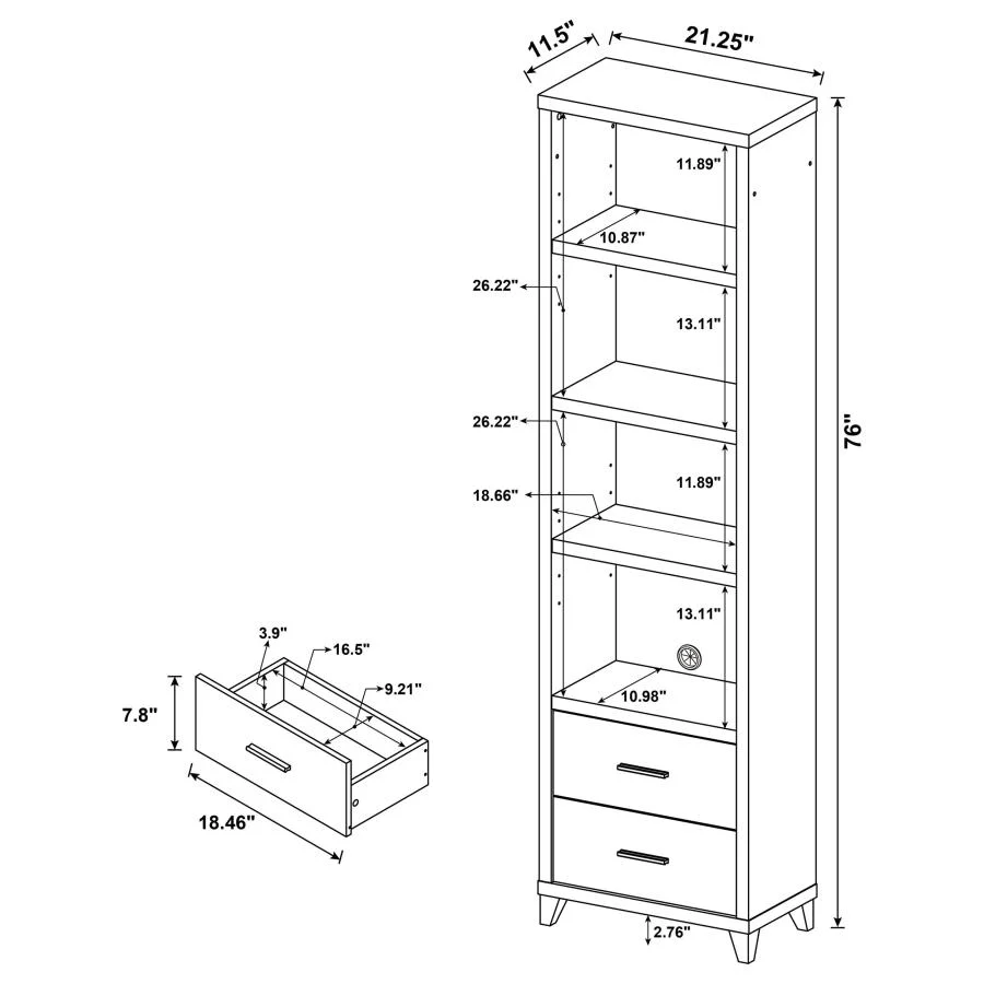 Lewes - 4-Shelf Engineered Wood Media Tower - Cappuccino - Image 9