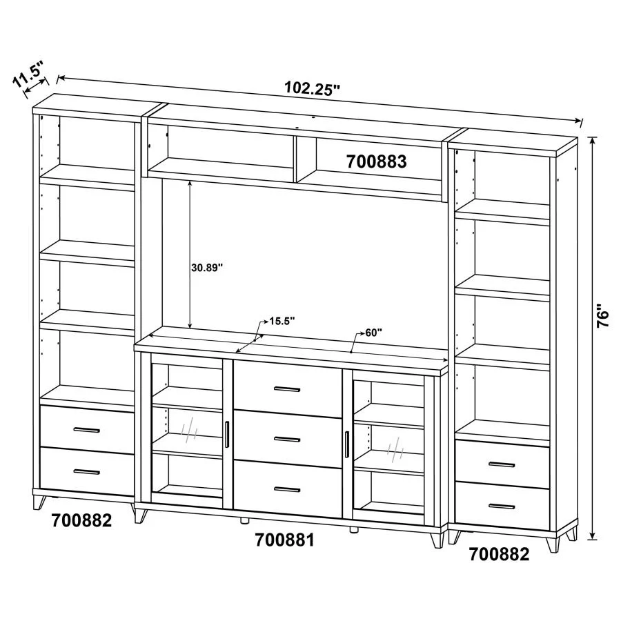 Lewes - 4 Piece TV Entertainment Center - Cappuccino - Image 20