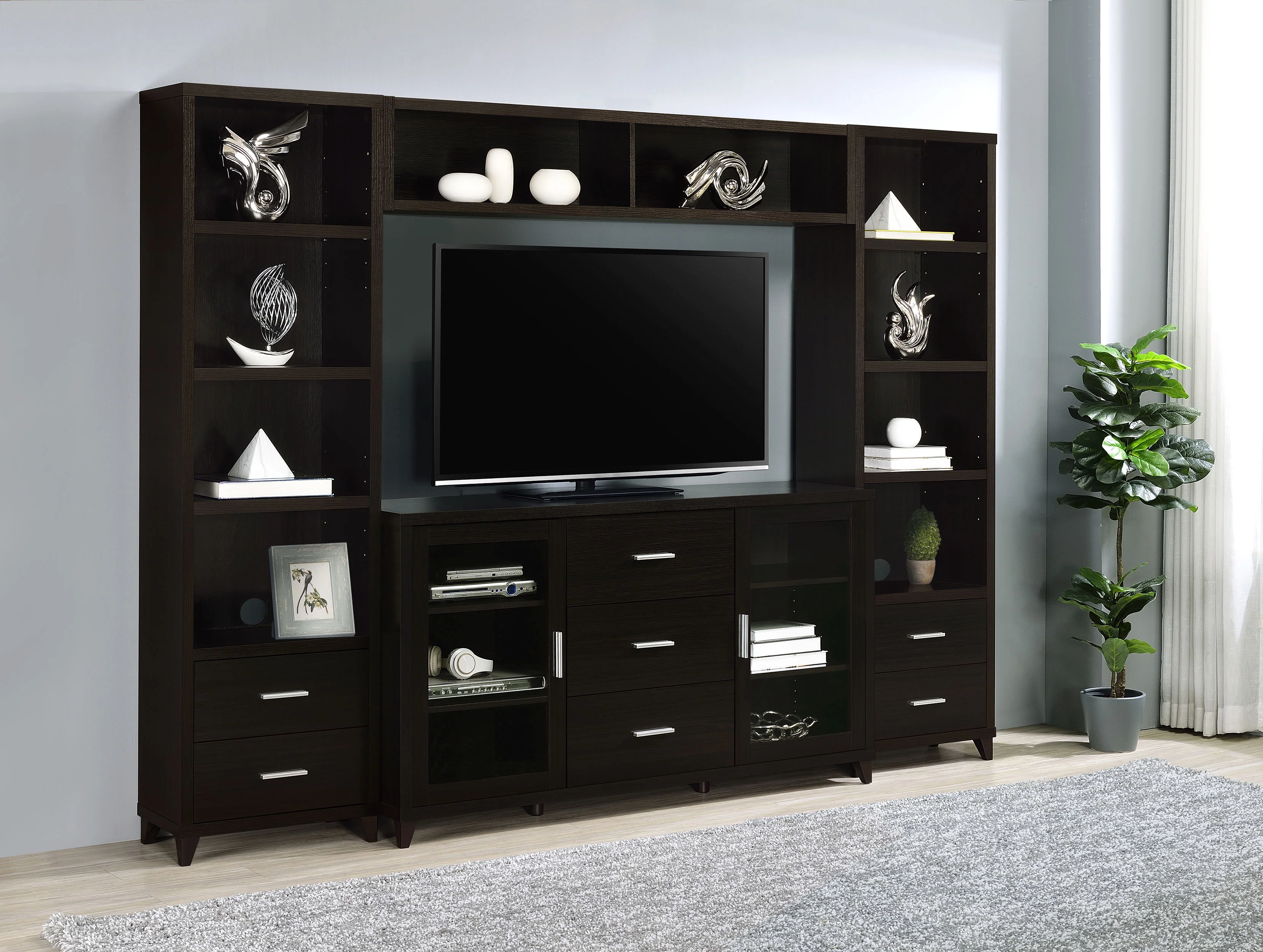 Lewes - 4 Piece TV Entertainment Center - Cappuccino - Image 21