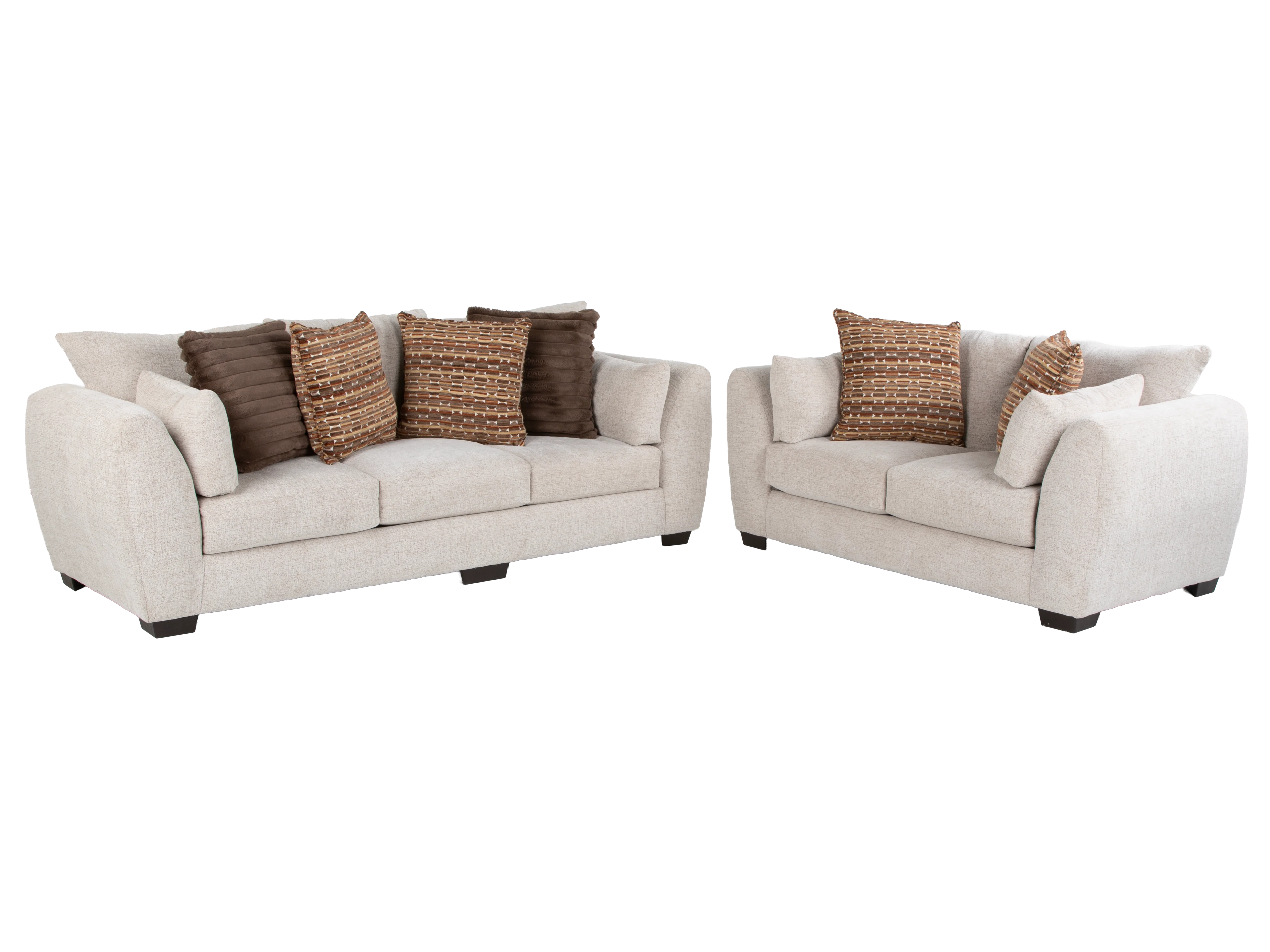Light Neutral 2-Piece Sofa and Loveseat Set with Accent Pillow Style - Image 3