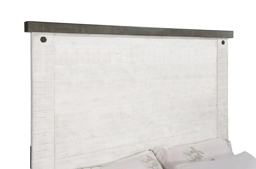 Lilith Wood Queen Panel Bed Distressed White - Image 4