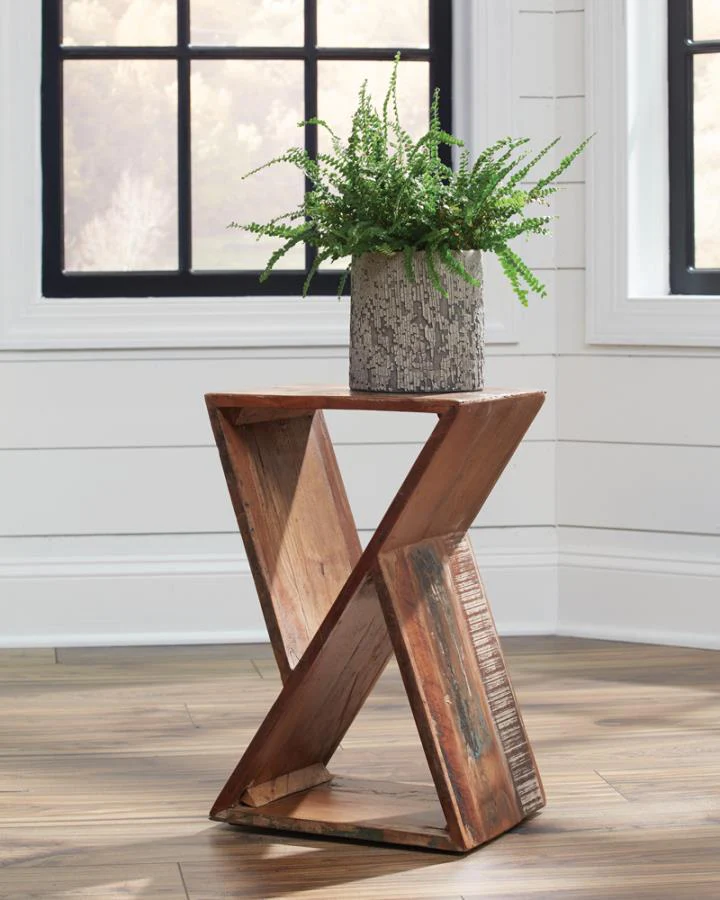 Lily - Solid Reclaimed Wood Accent Side Table - Natural - Image 2
