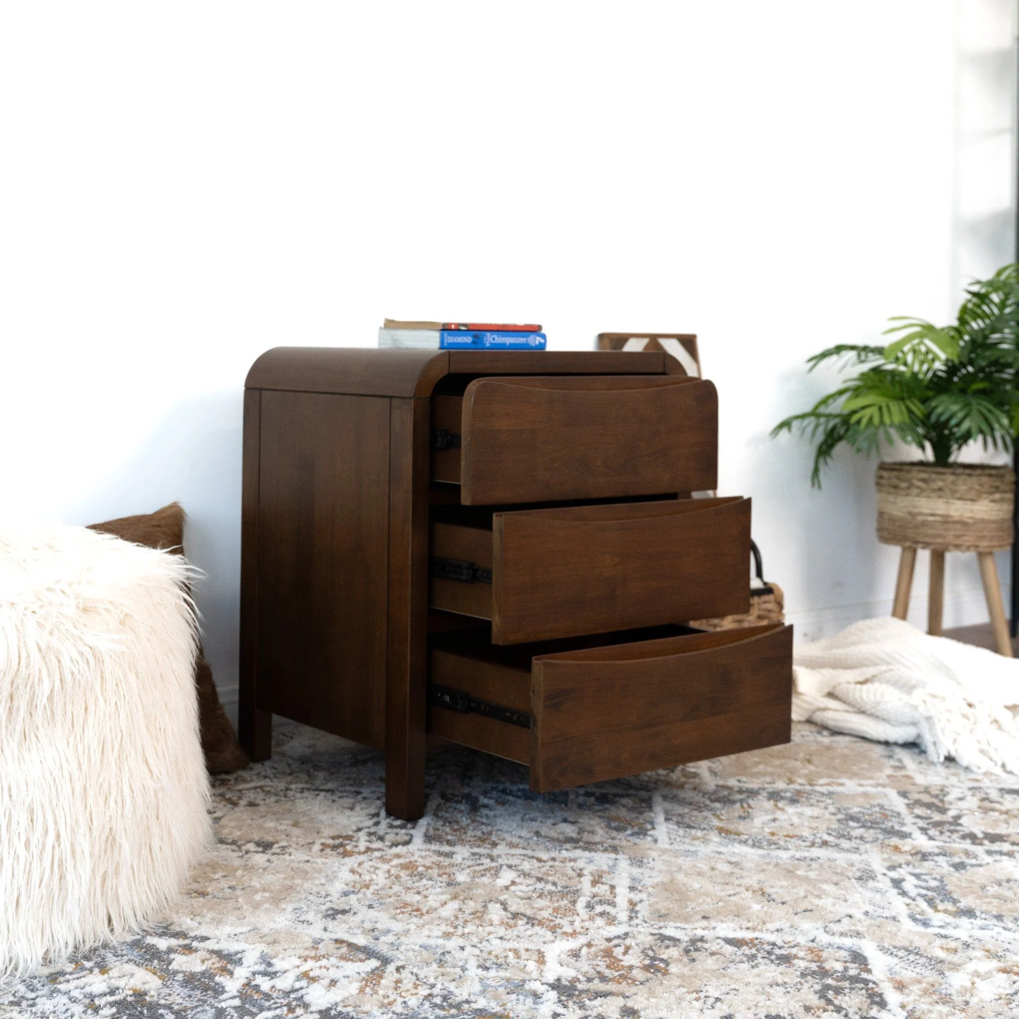 Lionel - Nightstand 3 Drawer Bed Side Table - Brown - Image 14