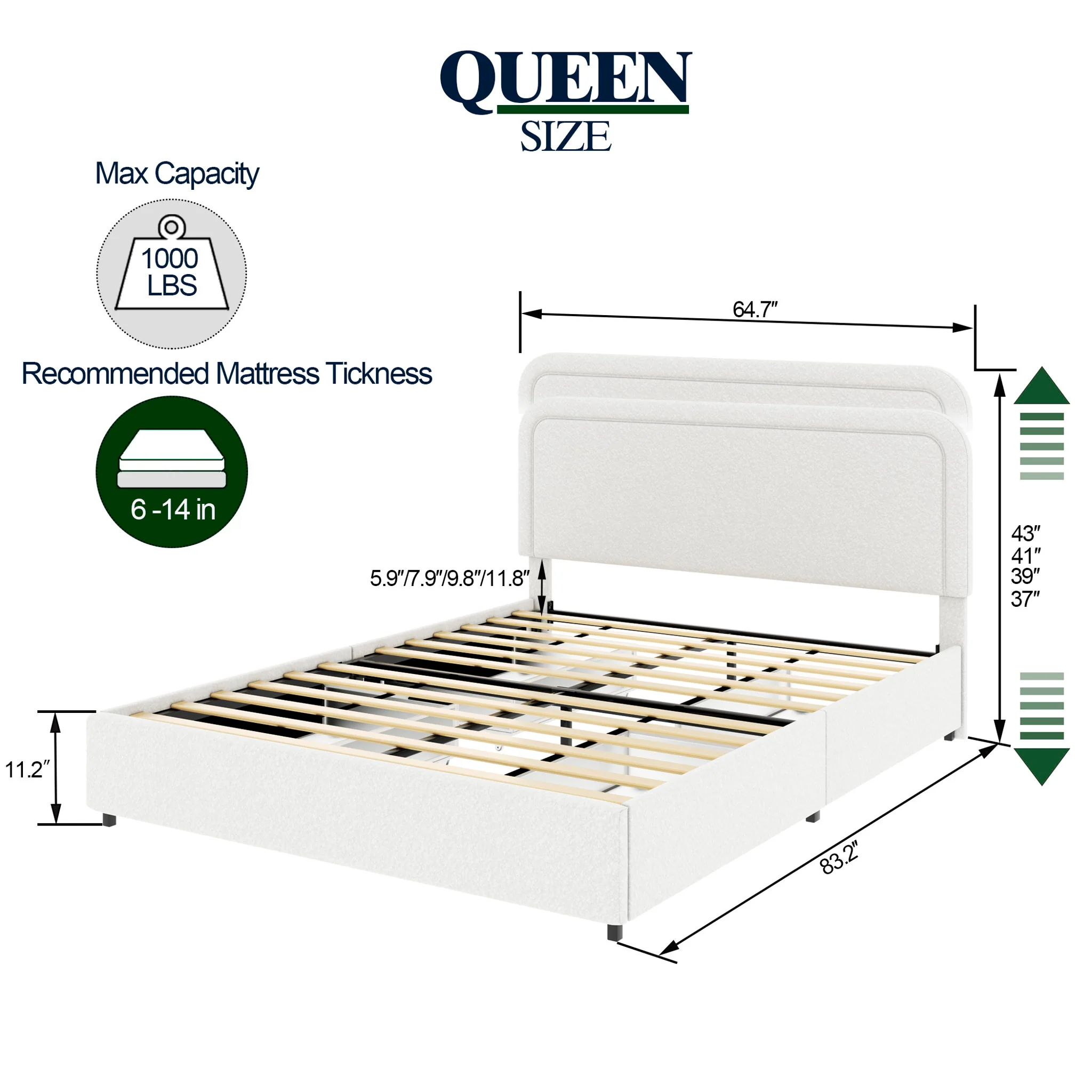 Liv - Patented With Drawers Upholstered Storage Platform Bed - Image 5
