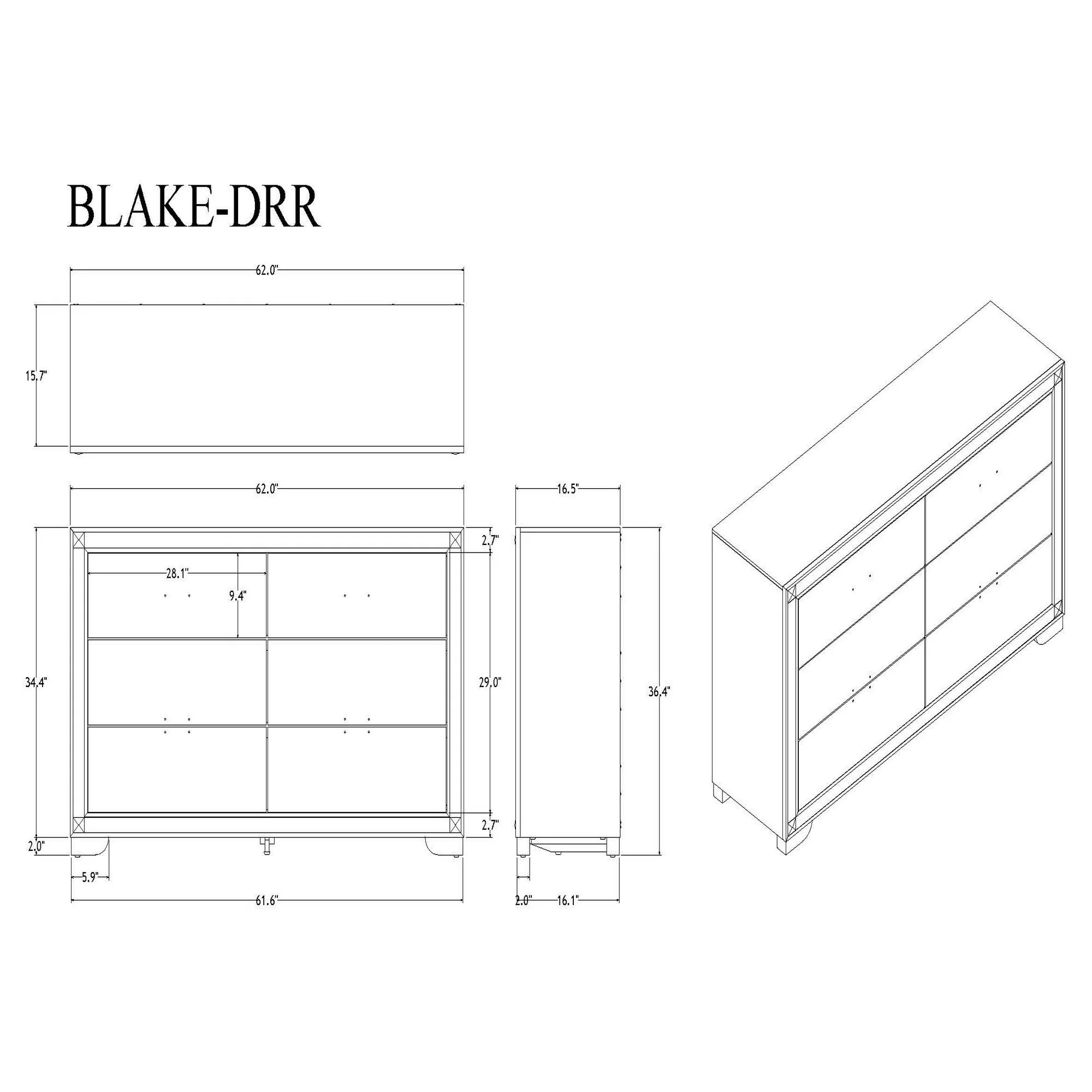 Lively - Dresser With Glitter Detail And Thick Bar Handle Hardware - Black - Image 6
